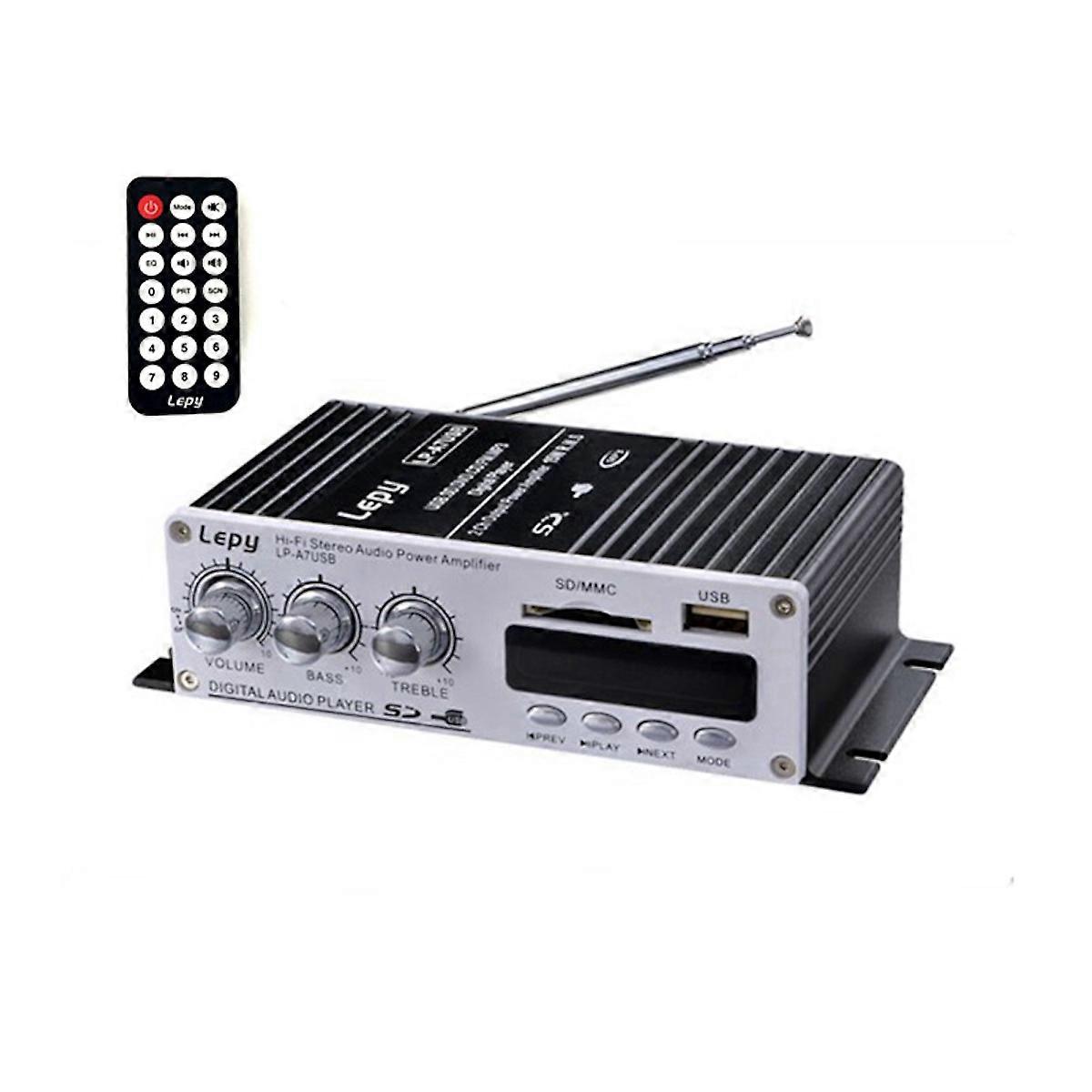 2 Channels Hi Fi Stereo Audio Amplifier USB SD DVD CD FM MP3 Digital Player for Laptop Home Speaker