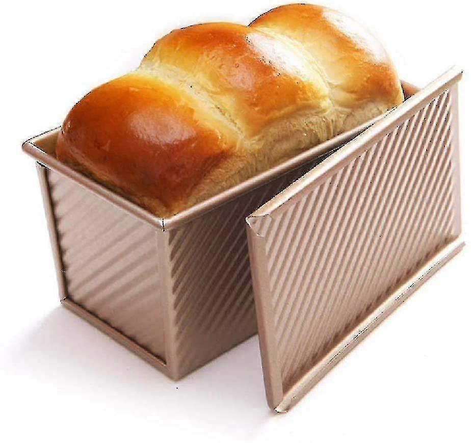 Dough Toast Bread Baking Pan Baking Pan With Lid(gold Rectangle Wave)