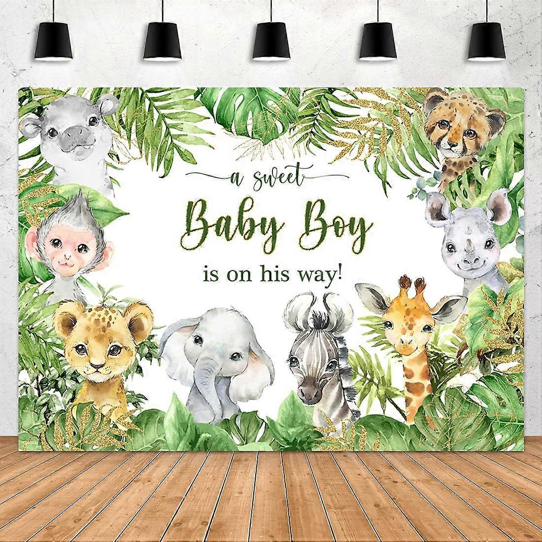 Toile De Fond Anniversaire Jungle Animaux 1,8x1,2 M – Motif Safari, Lion, éléphant – Pour Photo, Fête, Décoration