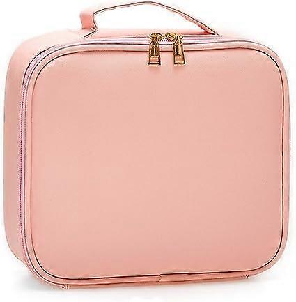 (Pink) Cosmetic Bag Travel Cosmetic Organizer Professional Cosmetic Organizer Waterproof Portable Cosmetic Case with Detachable Compartment