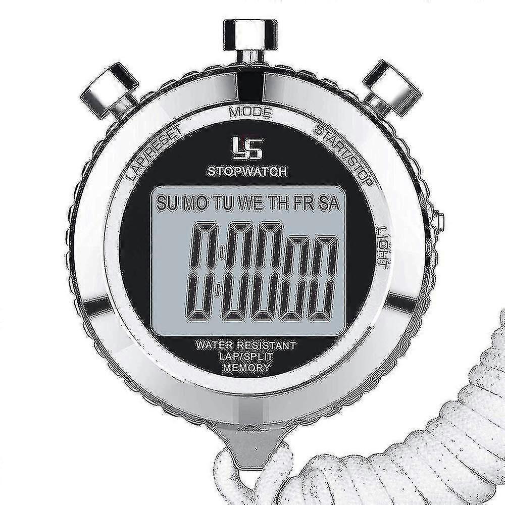 Stopwatch Metal Stopwatch Timer With Backlit 1/100th Second Precision 2 Lap Memory Digital Stop Watch