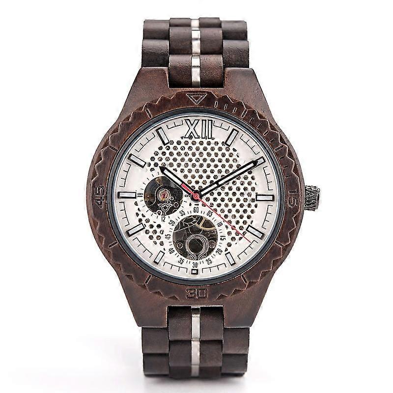 Men Wooden Strap Mechanical Watch