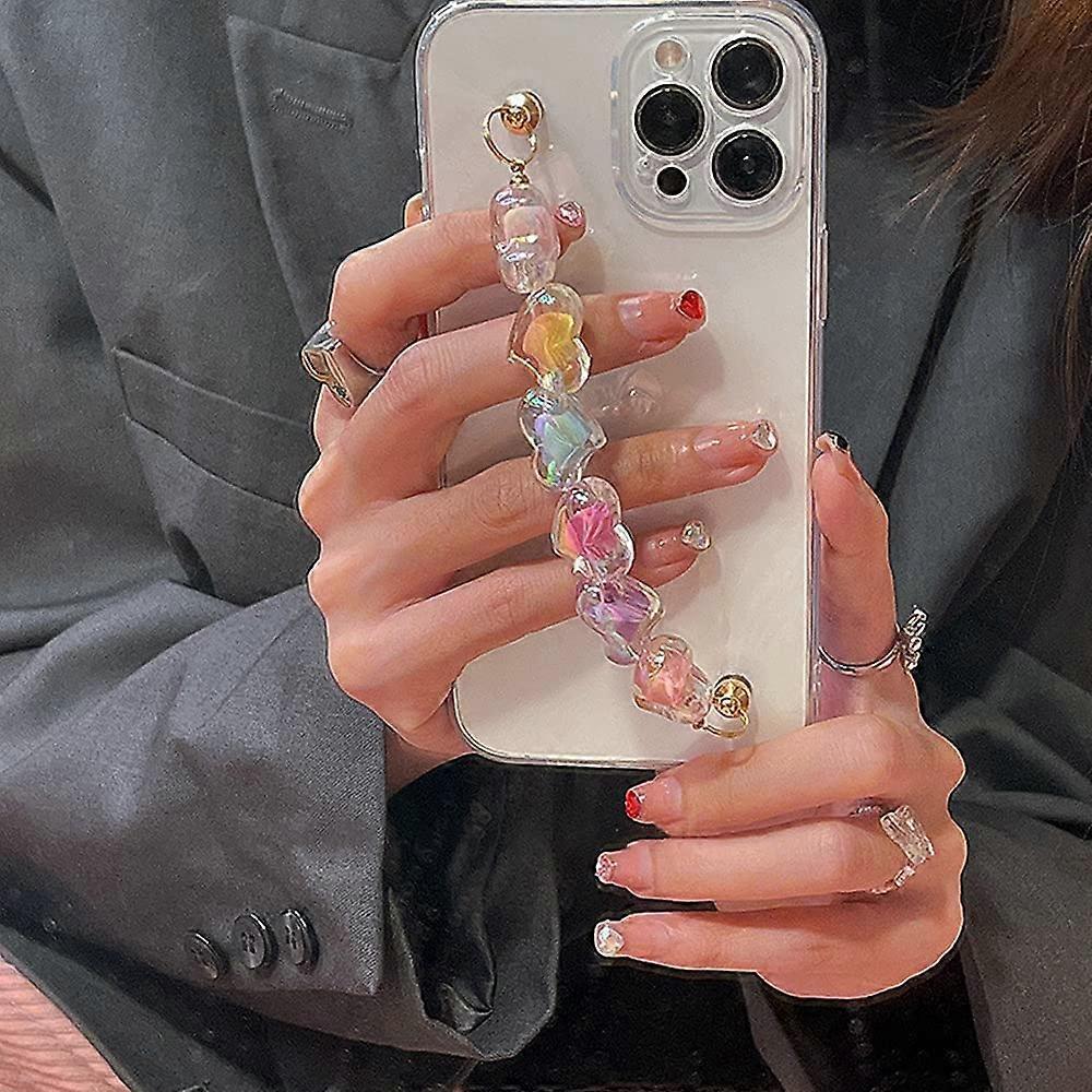 Transparent Love Chain Bracelets Phone Case for iPhone 11 inch with  Hand Wrist Strap Clear Cute Cell Phone Cover Skin for Apple iPhone 11 Cases