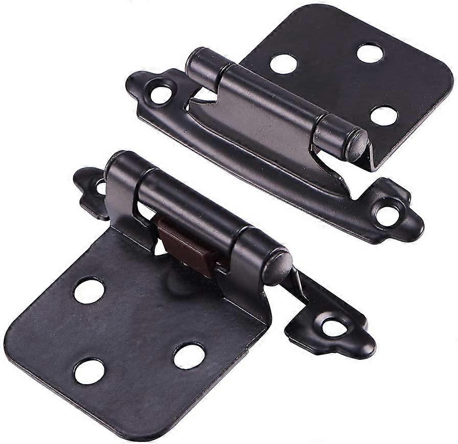 Pair Cabinet Hinges with Screws Self-Closing Decorative Front Mount for Variable Kitchen Wall Cabinet Doors (Black)