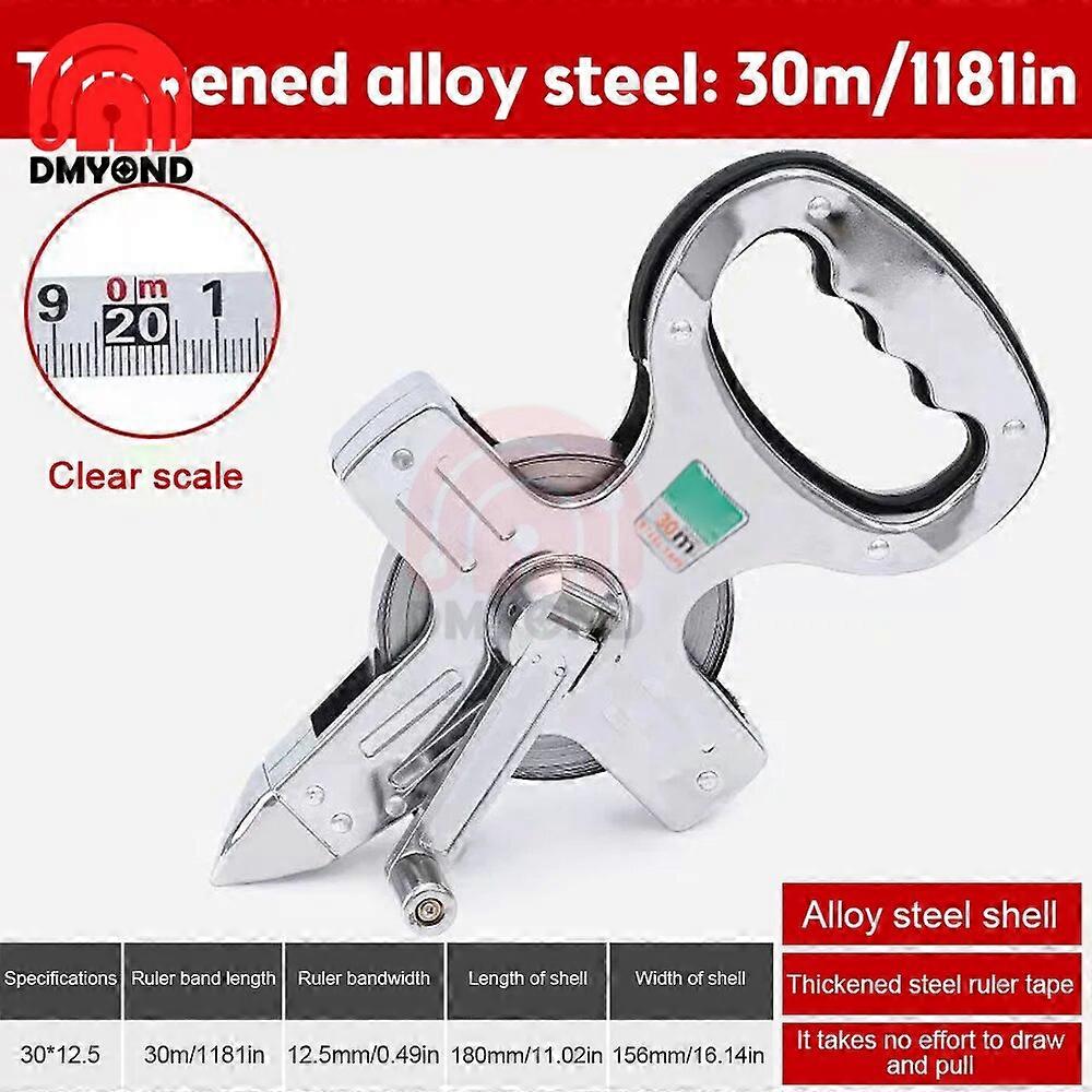 30m 50m 100m Stainless Steel Tape Measure Portable Retractable Metric Tape Ruler Construction Measuring Tool For Building