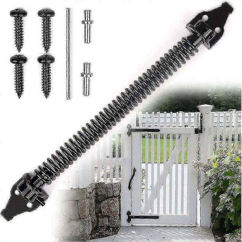 Self-closing Gate Spring Hardware Adjustable Metal Spring Latch For Light To Heavy Duty Wooden Doors Gate Fence Black Garden Gate Closer For Garden