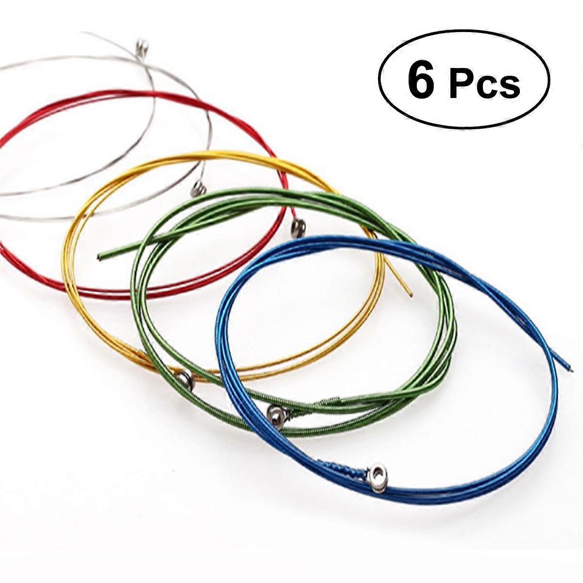 6 Pcs Colored Guitar Strings Carbon Steel String Acoustic Guitar Strings Bass Strings Steel Guitar String Acoustic String