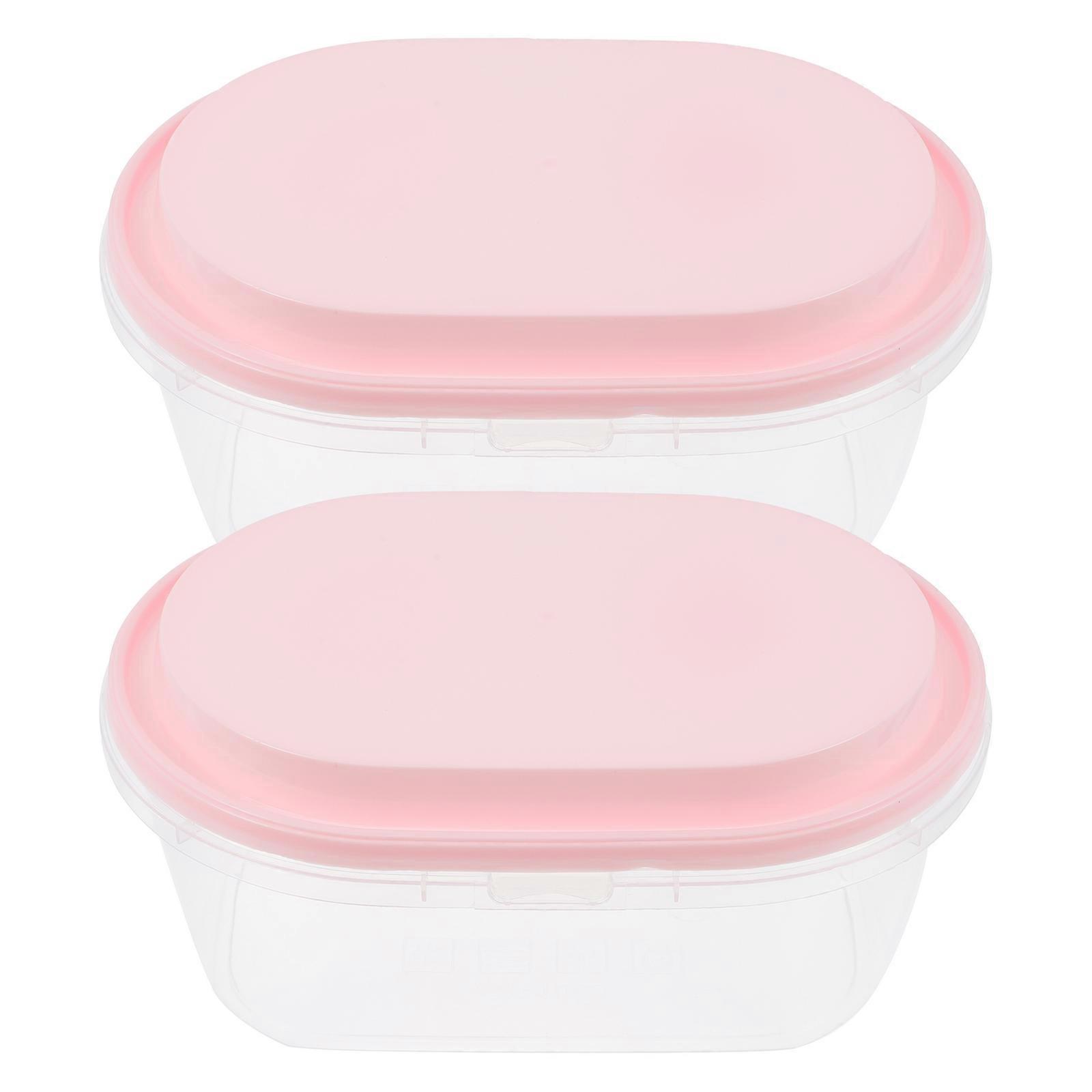 1 Set 2Pcs Oval Cake Boxes Ice Cream Containers Plastic Ice Cream Tubs Boxes