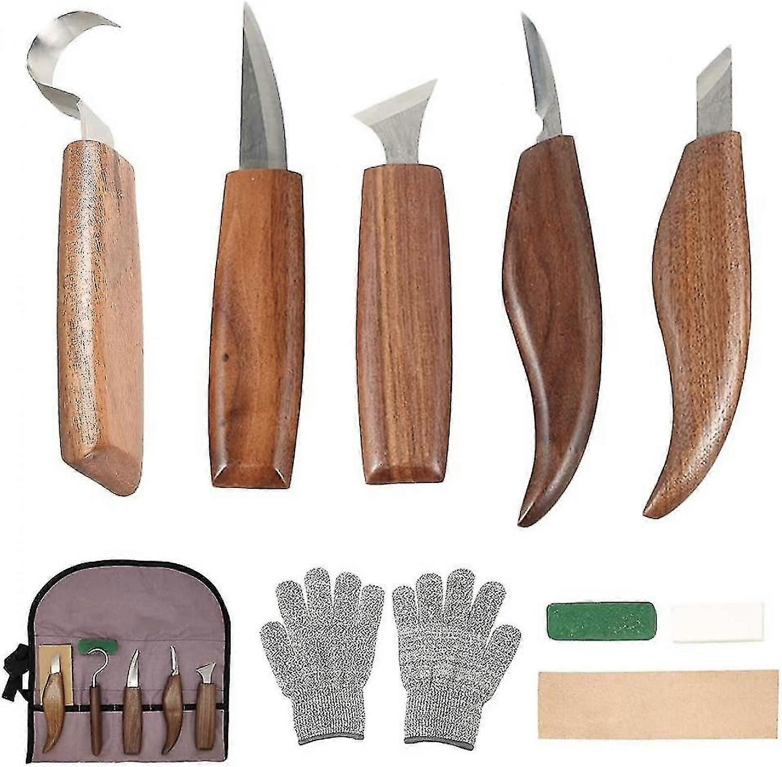 10 قطع الكربون الصلب الخشب نحت أدوات أدوات نحت الخشب مجموعة مع سكين هوك المهنية نحت سكين أدوات نقش الخشب لأعمال النجارة (2024)