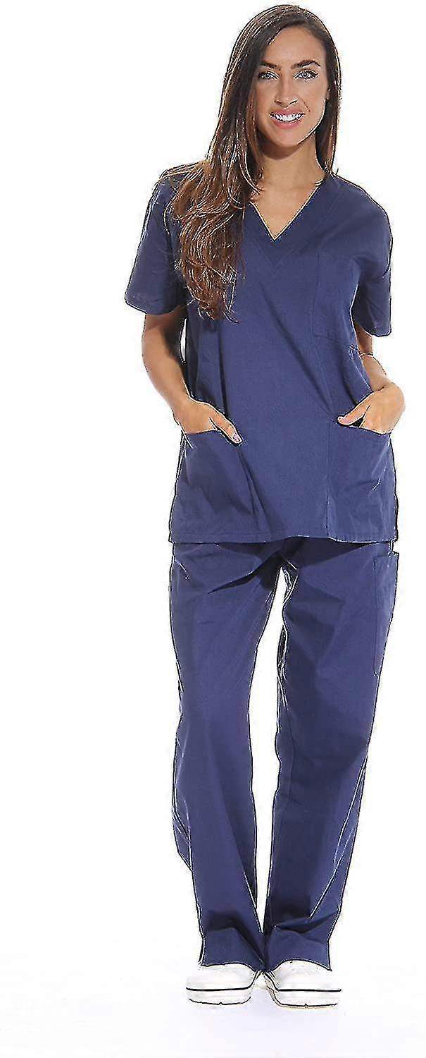 נשים לשפשף ערכות שישה כיסים רפואי סקראבס (v-neck עם מטען מכנסיים)