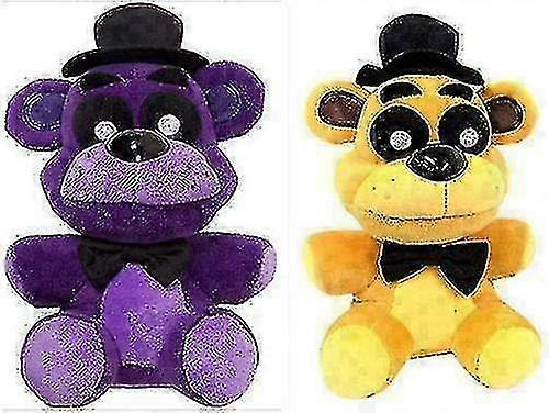 Nights At Freddys Purple Shadow And Gold Bear Plush Doll Toy-1