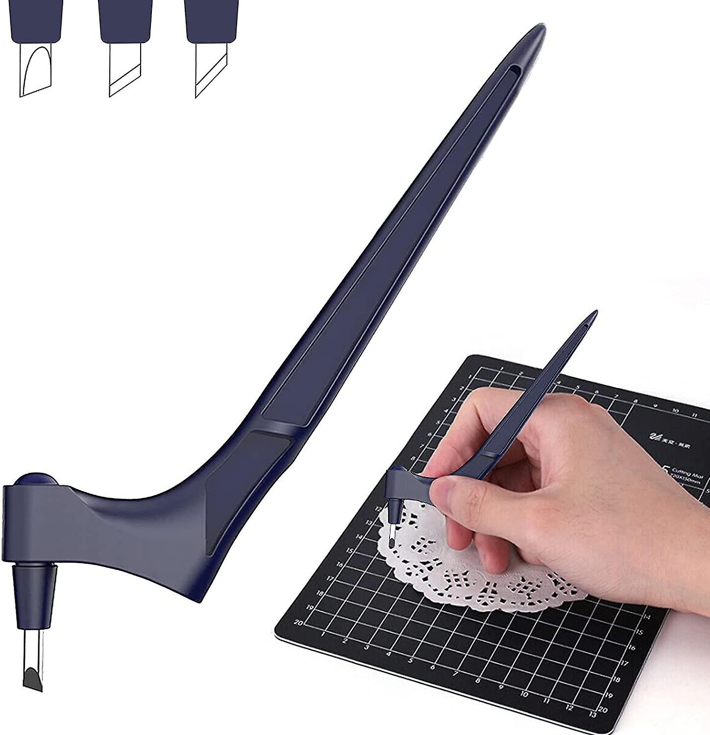 Craft Cutting Tools Stainless Steel with 360-Degree Rotating Blade and Three Cutter Heads for Stencil Scrapbook Paper Storage(1PCS)