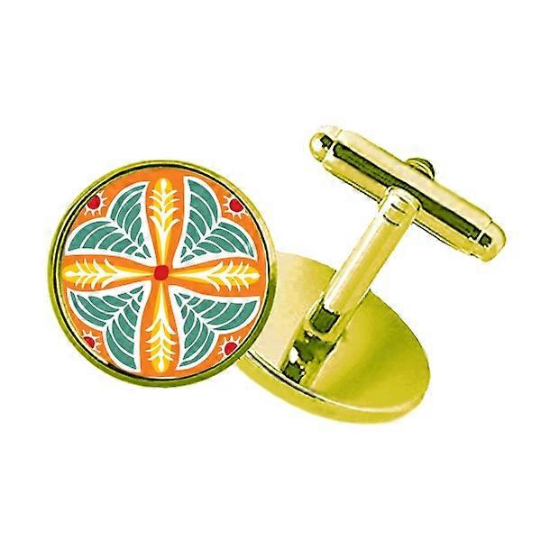 Fleurs Mexique Totems Civilisation ancienne Entreprise Cloutés Boutons de manchette dorés