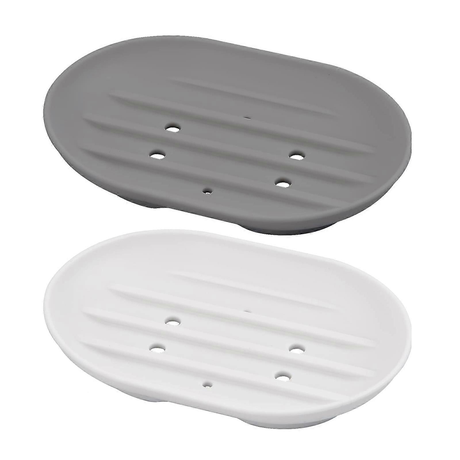 Silicone, oval soap dish with drain, soap dish non-slip robust