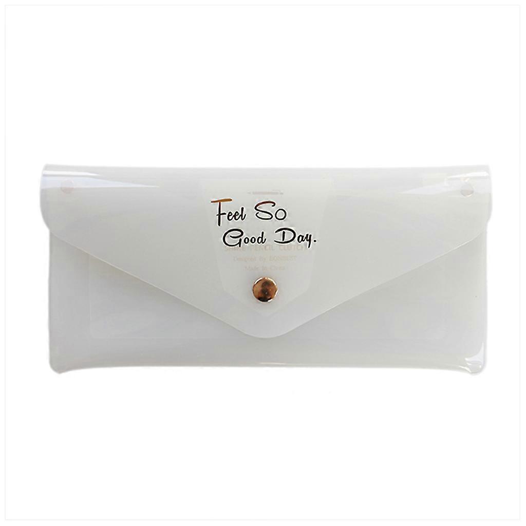  Large Capacity Transparent Pencil Bag Button Closure Design Fluorescence Colors