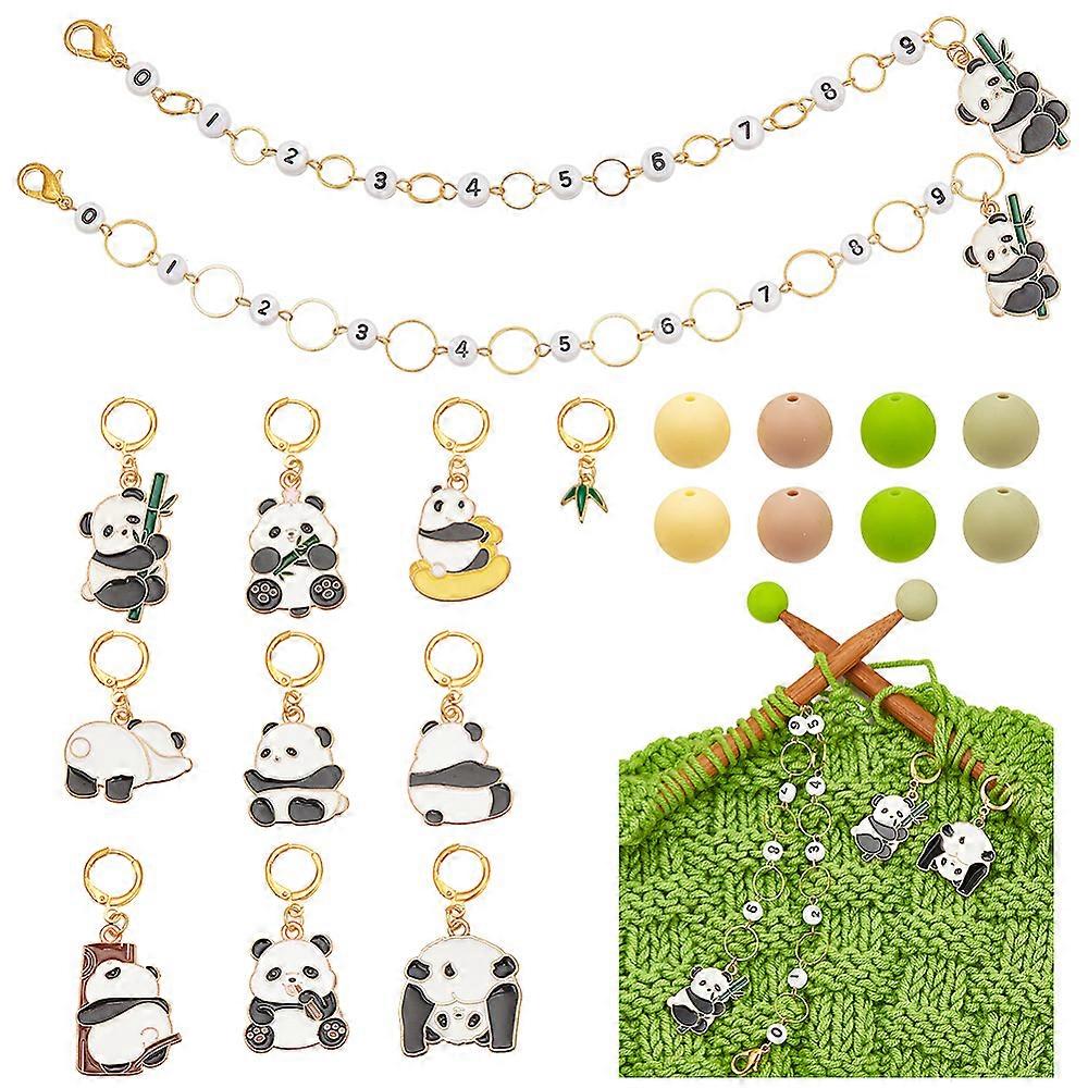 DIY Knitting Tool Sets including Alloy Enamel Locking Stitch Markers Knitting Row Counter Chains Silicone Knitting Needle Stoppers & Yarn Guide Finger