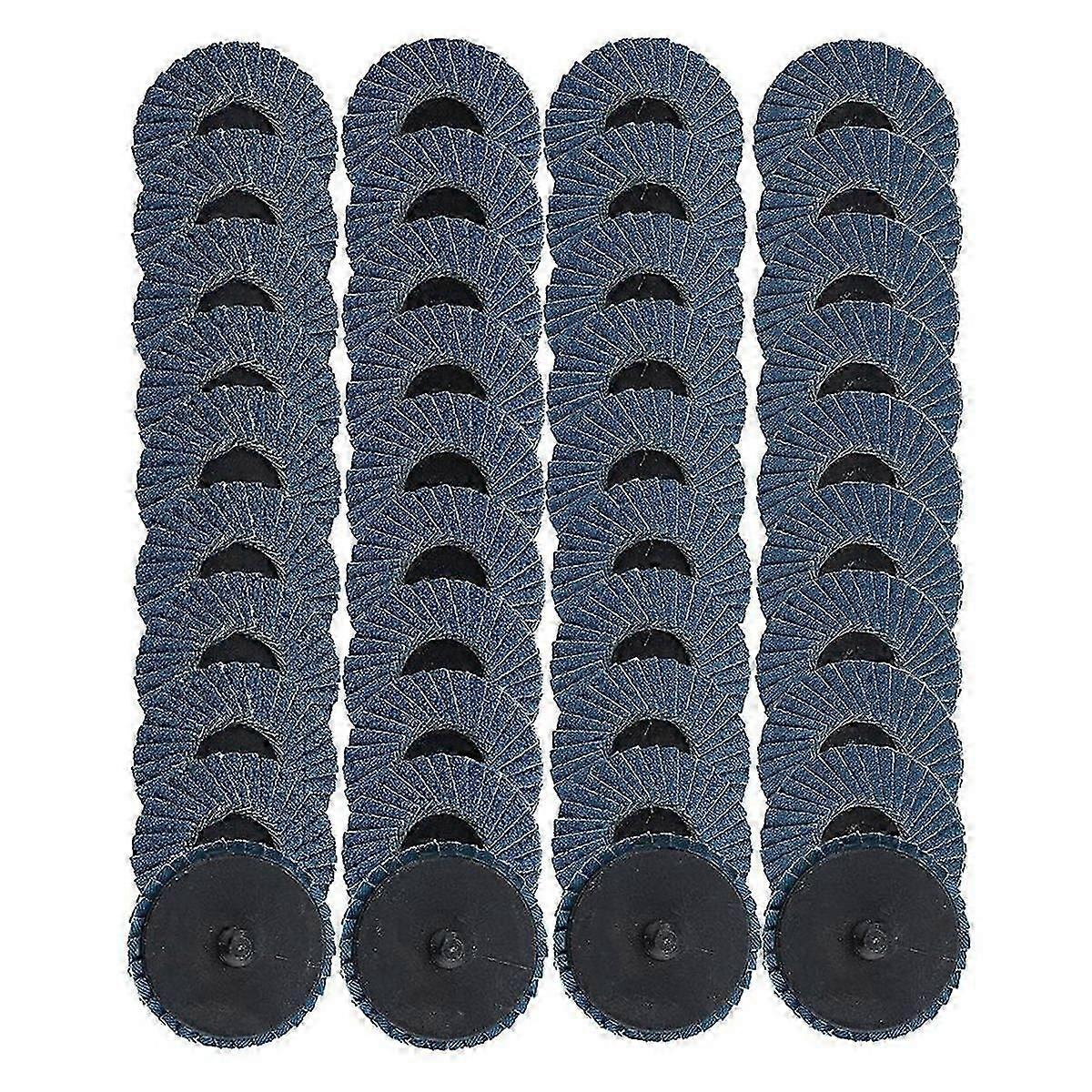 40Pcs 2 in Roll Lock Flap Discs with 1/4inch Holder Die Grinder Attachments 40/60/80/120 Grit Grind