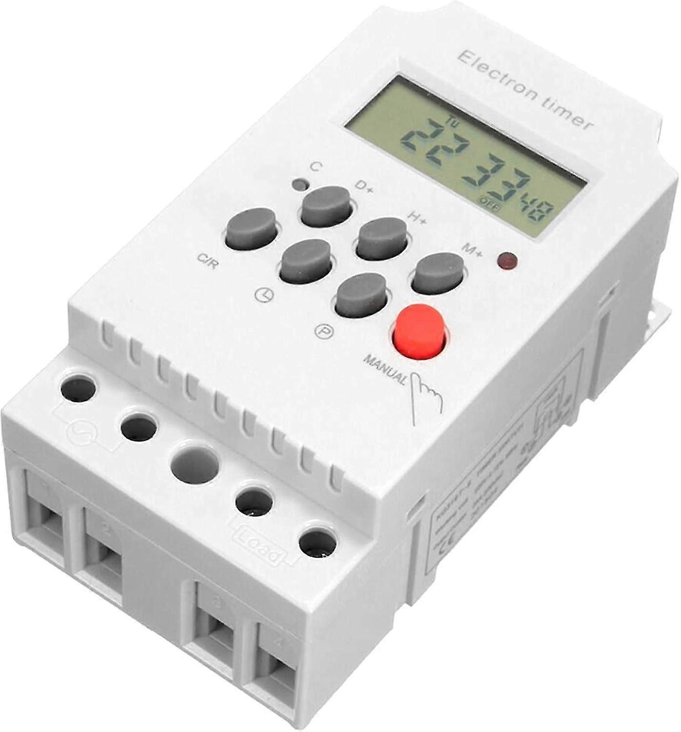 AC 220V 25A Digital Programmable Timer Din Rail Electronic Time Switch Controller with LCD Display Clock