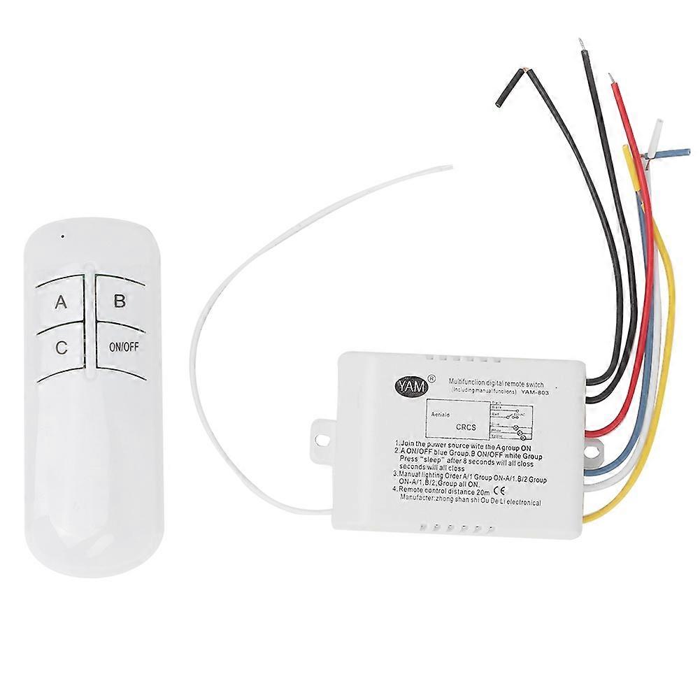 3 Ways ON/OFF 220V Digital Wireless Wall Light Receiver Transmitter Remote Control Switch