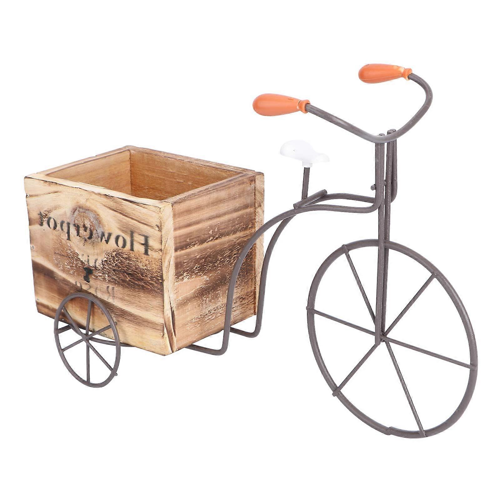Wooden Bicycle Planter: Rustic Flower Pot Tricycle Plant Stand for Indoor and Outdoor Use, Vintage Decor