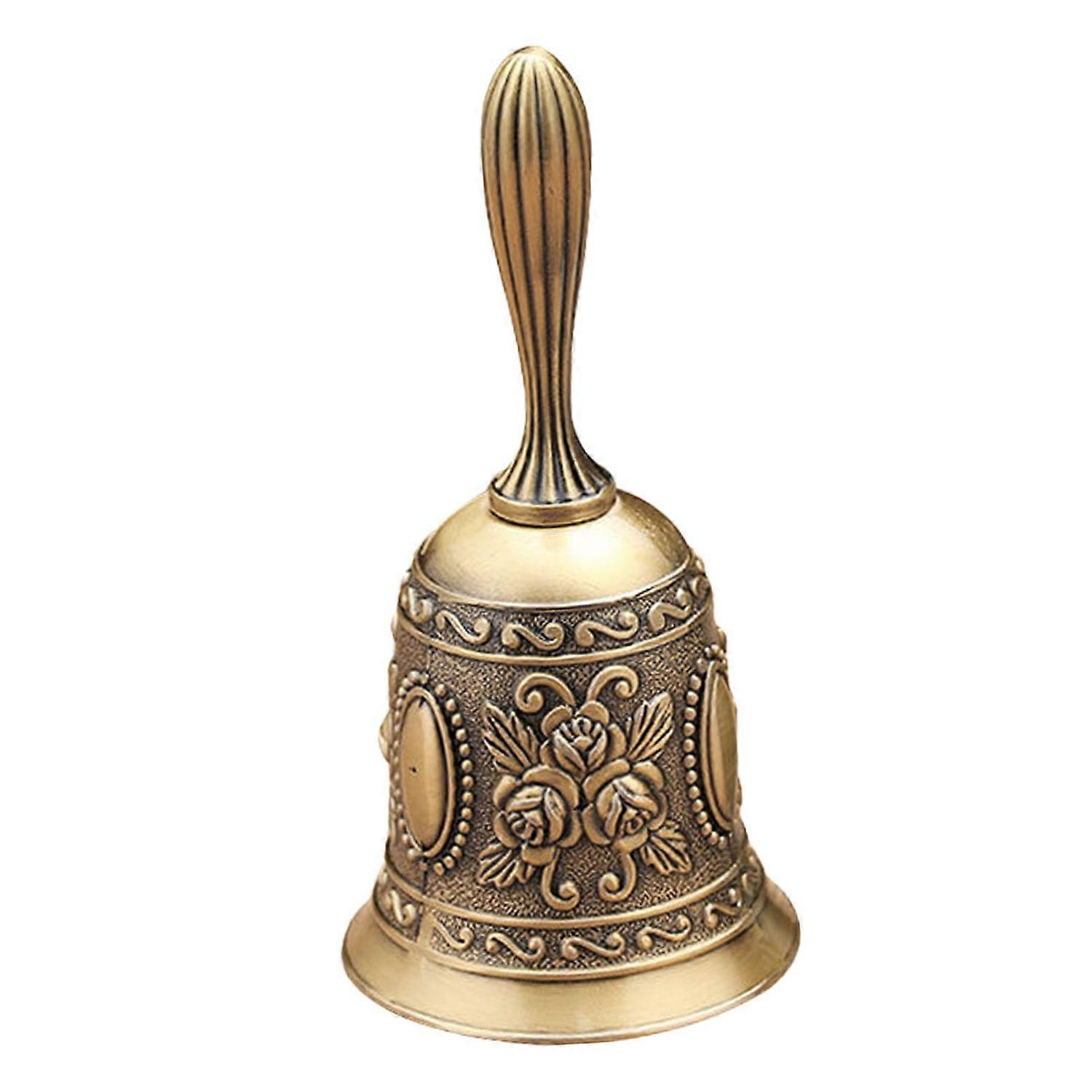 Metal Hand Bell Loudly Sound Rustproof Vintage Style Exquisite Engraved Hand Bell Hand Dinner Bell f
