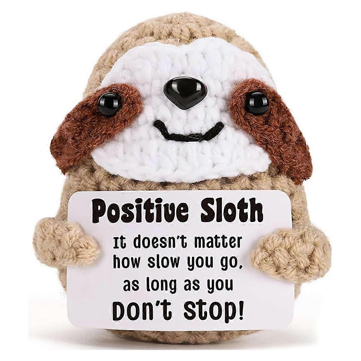 Inspirational and Positive Crochet Sloth Handmade Small Ornaments Enhance Mental Health Knit Sloth