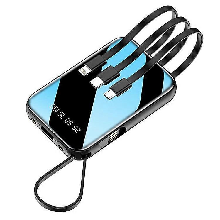 KAMRY K102 10000mAh Power Bank with Built-in Cables + LED Flashlight Portable Phone Battery Pack