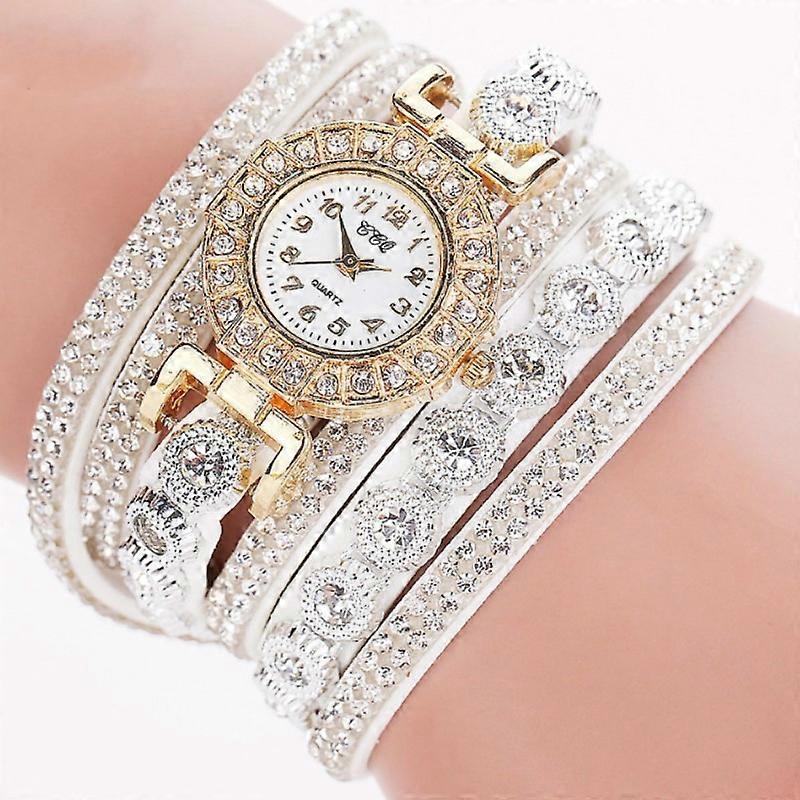 Small Dial Diamond-plated Winding Bracelet Quartz Watch