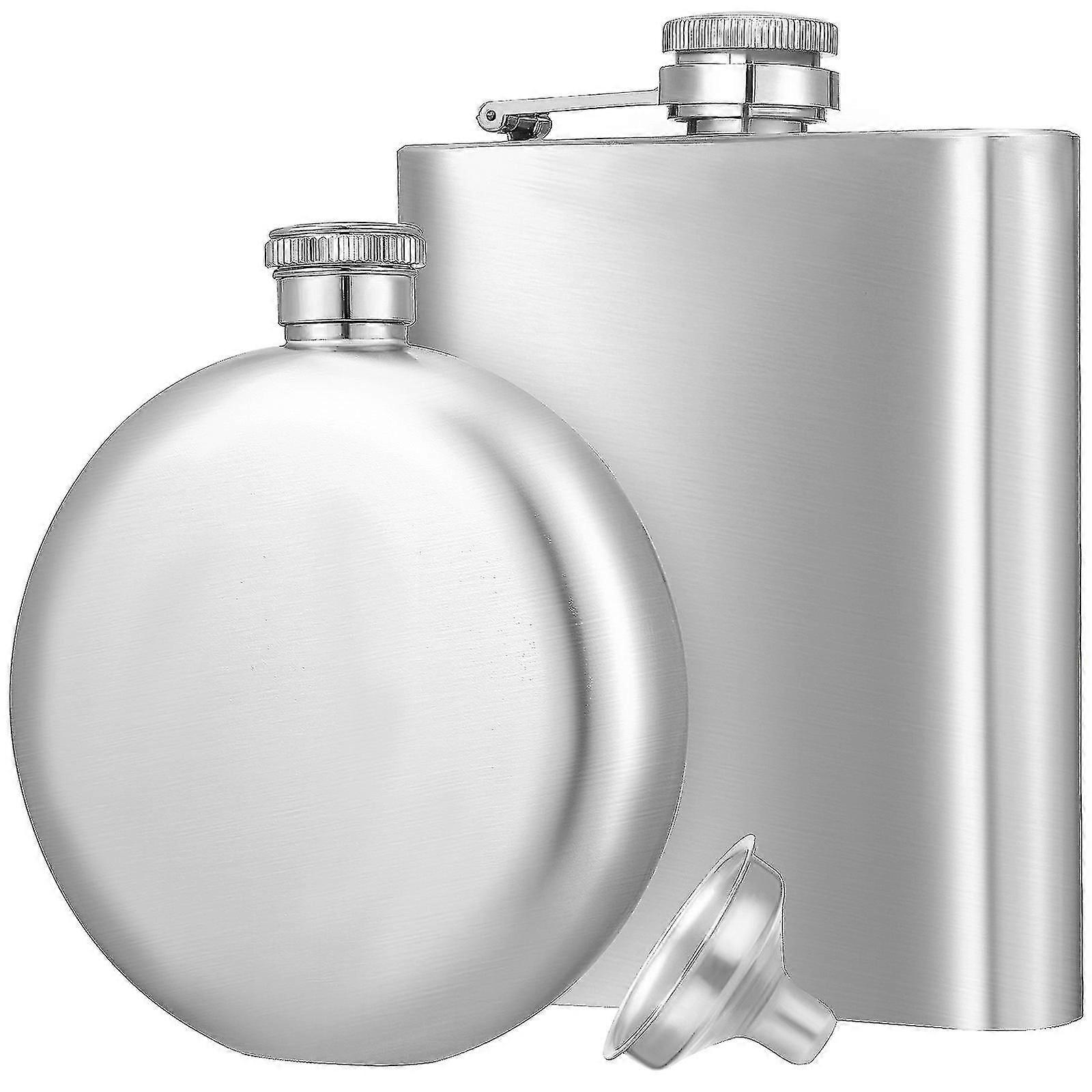 1 Set Outdoor Wine Bottle Stainless Steel Liquor Flask Hip Flask With Funnel Set