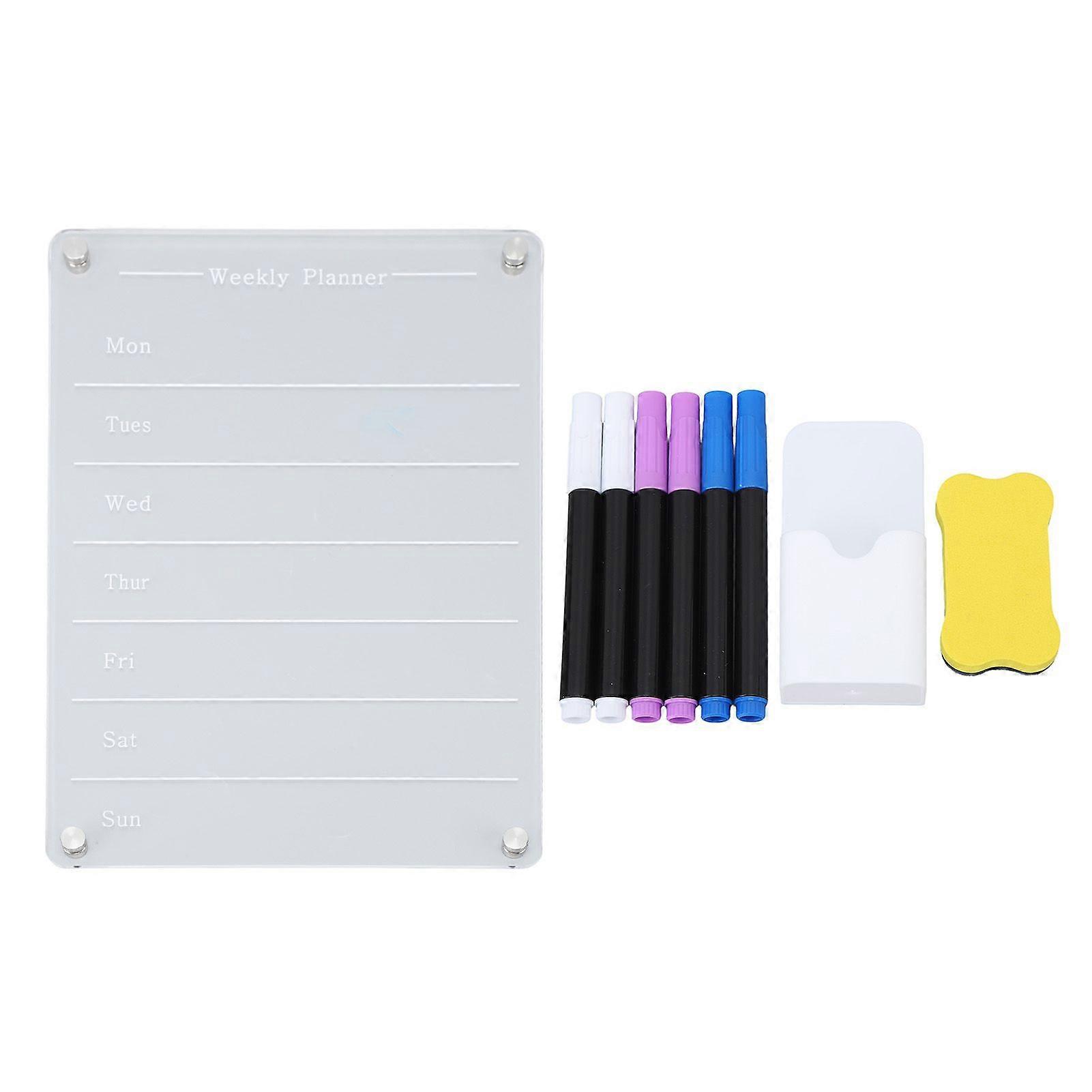 Clear Calendar Planning Board Reusable Magnetic Acrylic Wet Dry Erase Board for Refrigerator Weekly Schedule