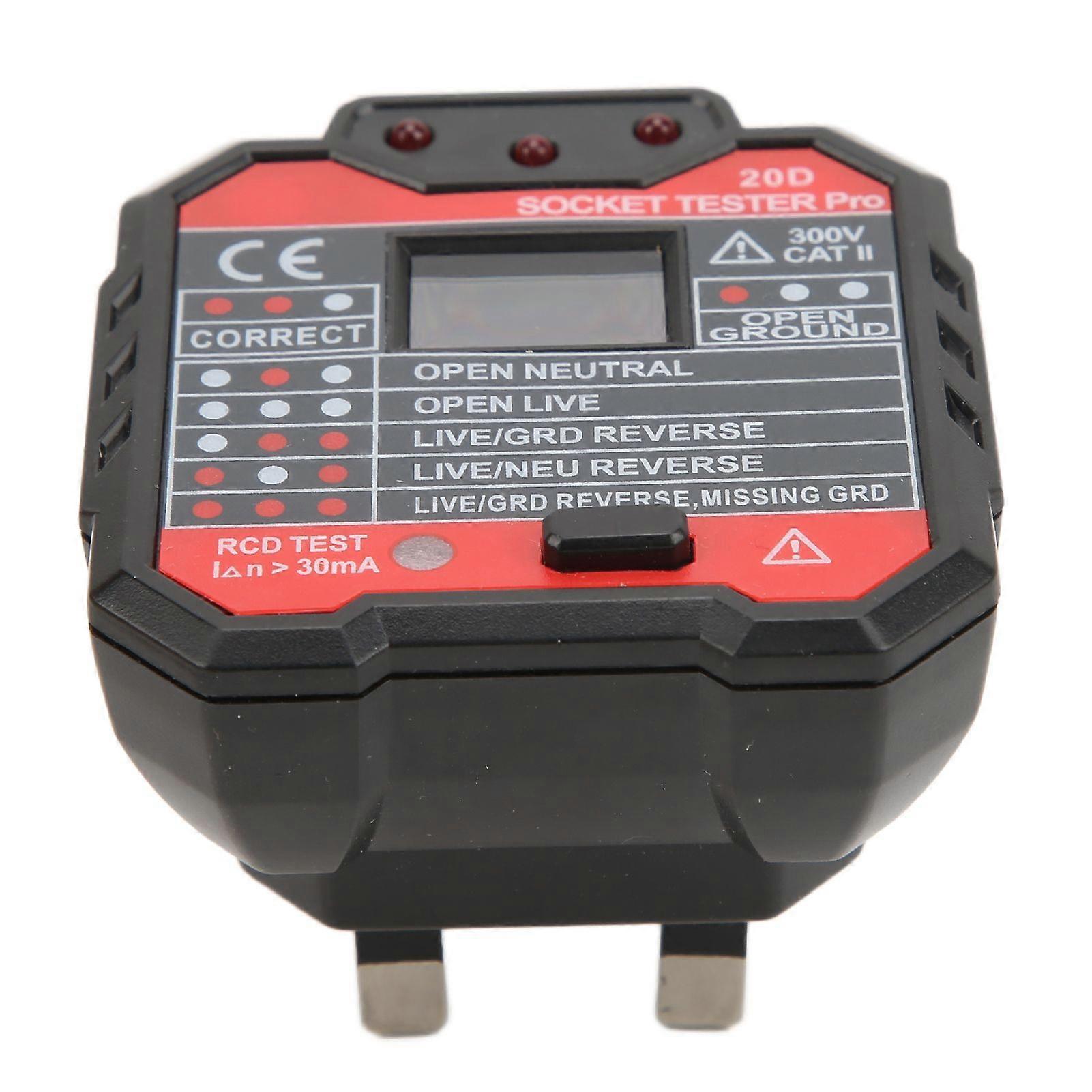 20D Leakage Socket Tester Socket Detector Electric Circuit Live Wire Neutral Wire Checker 48250VUK Plug