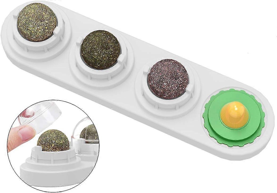 Cat Toy with Natural Catnip Leaves Edible Balls Rotating Interactive Treat Toy for Cats Kittens Teeth Cleaning