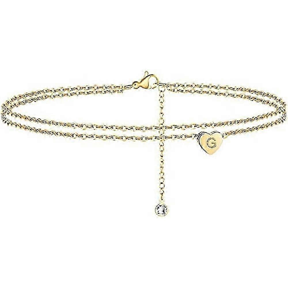 Heart Anklet Gold With Adjustable Initial Length For Women And Girls Summer Sunshine Beach