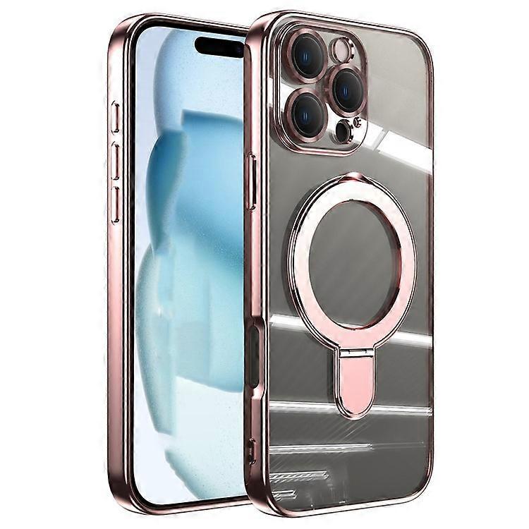 Compatible For iPhone 16 Pro Max Magnetic Case Electroplating Kickstand TPU Phone Cover