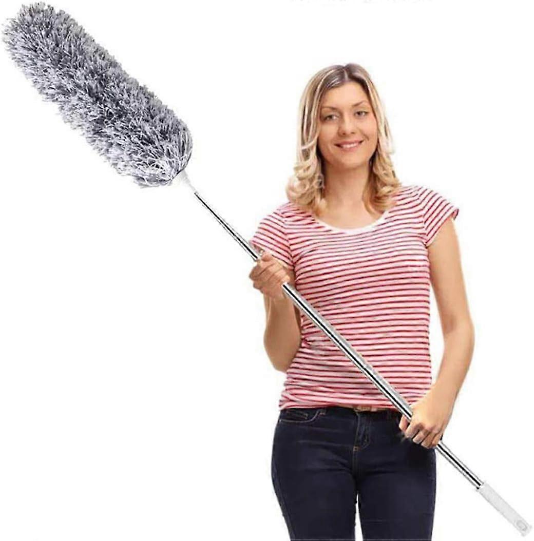 Microfiber Telescopic Feather Duster with 100" Extra Long Pole, Bendable Brush Head and Long Handle