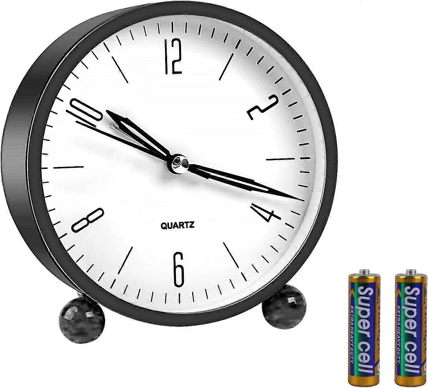 Alarm Clock 4" Analog Super Silent Analog Alarm Clock with Night Light