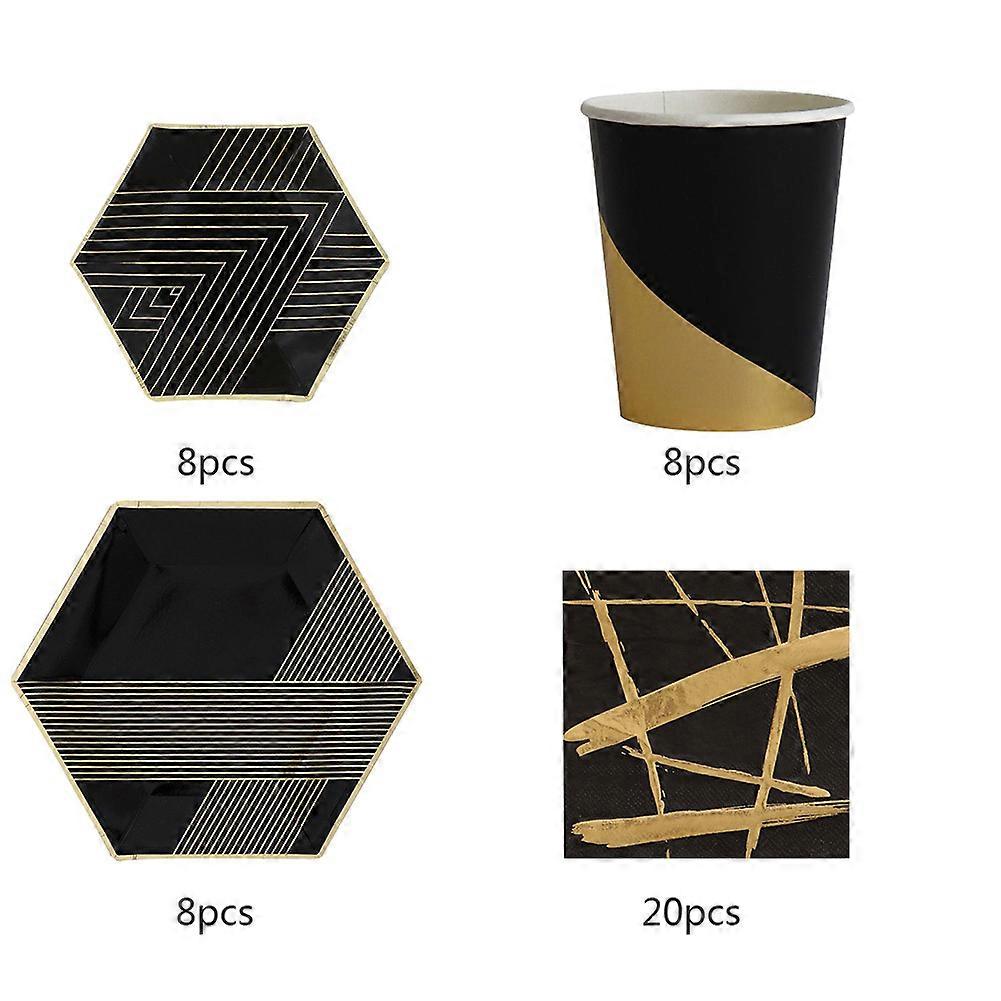 Gobelets en papier jetables + assiettes + serviettes de table de fête adapté pour l’anniversaire de mariage B