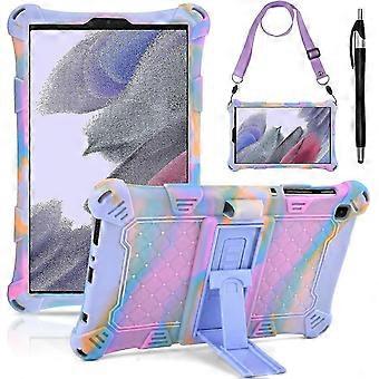 Dekselkompatibel Samsung Galaxy Tab A9 Lite 8,7 Tommers 2021 SM-T227/T225/T220 med blyantholder Beskyttende silikondeksel, med Stylus Pen Skulder Stra