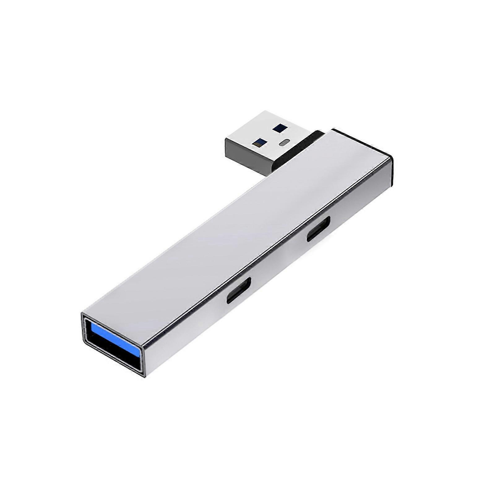 4 in 1 USB3.0 Hub with USB3.0,USB2.0Port USB to 2Type C+USB Adapter USB Splitter 5Gbps USB3.0 Data Port 480Mbps USB2.0 Silver