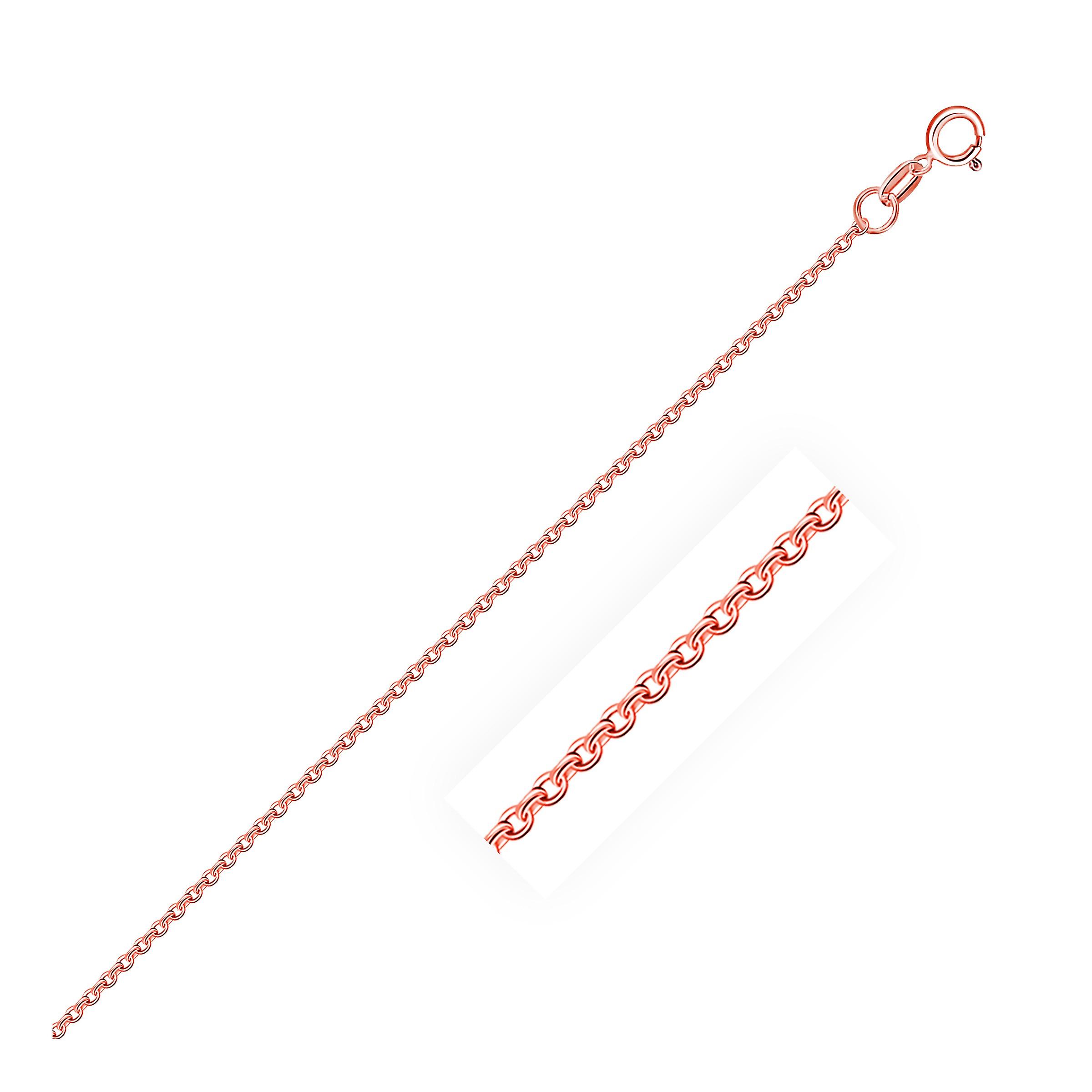 14k Rose Gold Cable Link Chain 1.1mm Spring Ring Clasp
