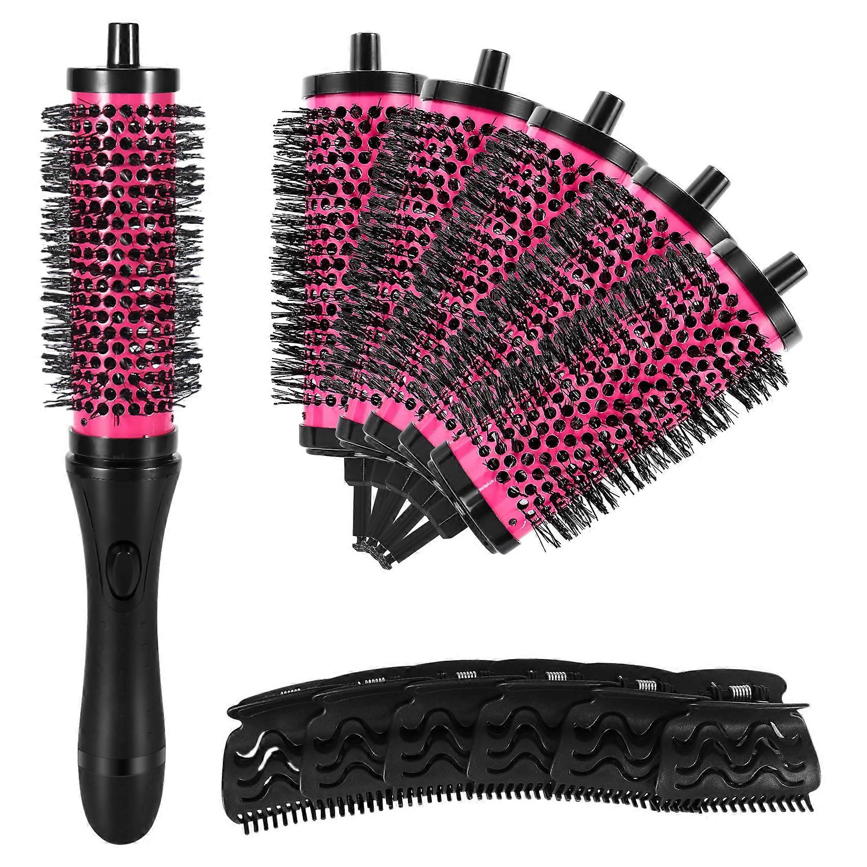 6pcs/set 3 Sizes Detachable Handle Hair Roller Brush with Positioning Clips Aluminum Ceramic Barrel