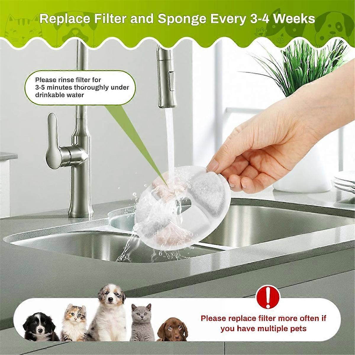 10Set Cat Water Fountain Filter Replacement For Square Cat Fountain