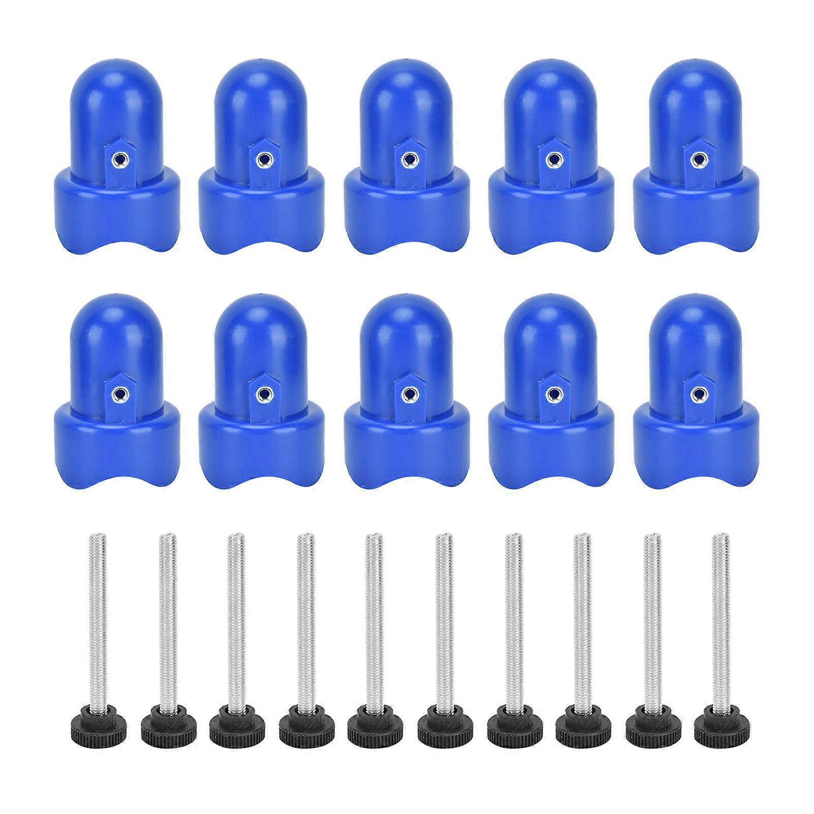 10Pcs Trampoline Enclosure Pole Cap with Screw Thumb Safety Rail Cap Accessory Blue