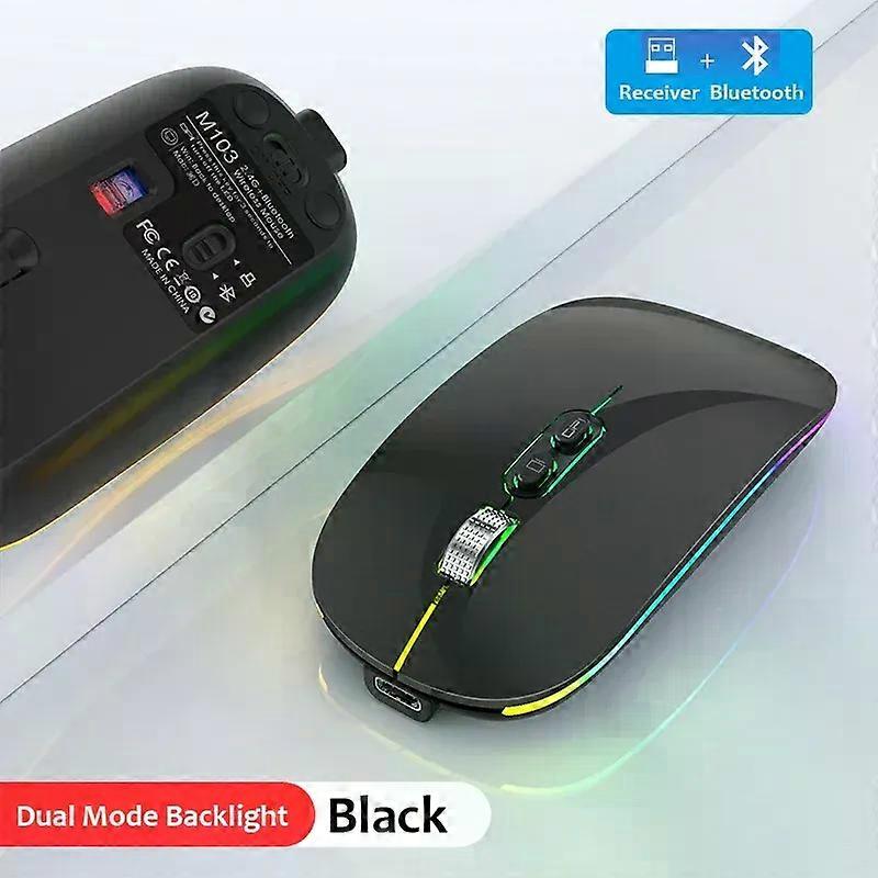 Dual Mode Bluetooth Wireless Mouse One-Click Desktop Function Type-C Rechargeable Silent Backlight Mice for Laptop PC New