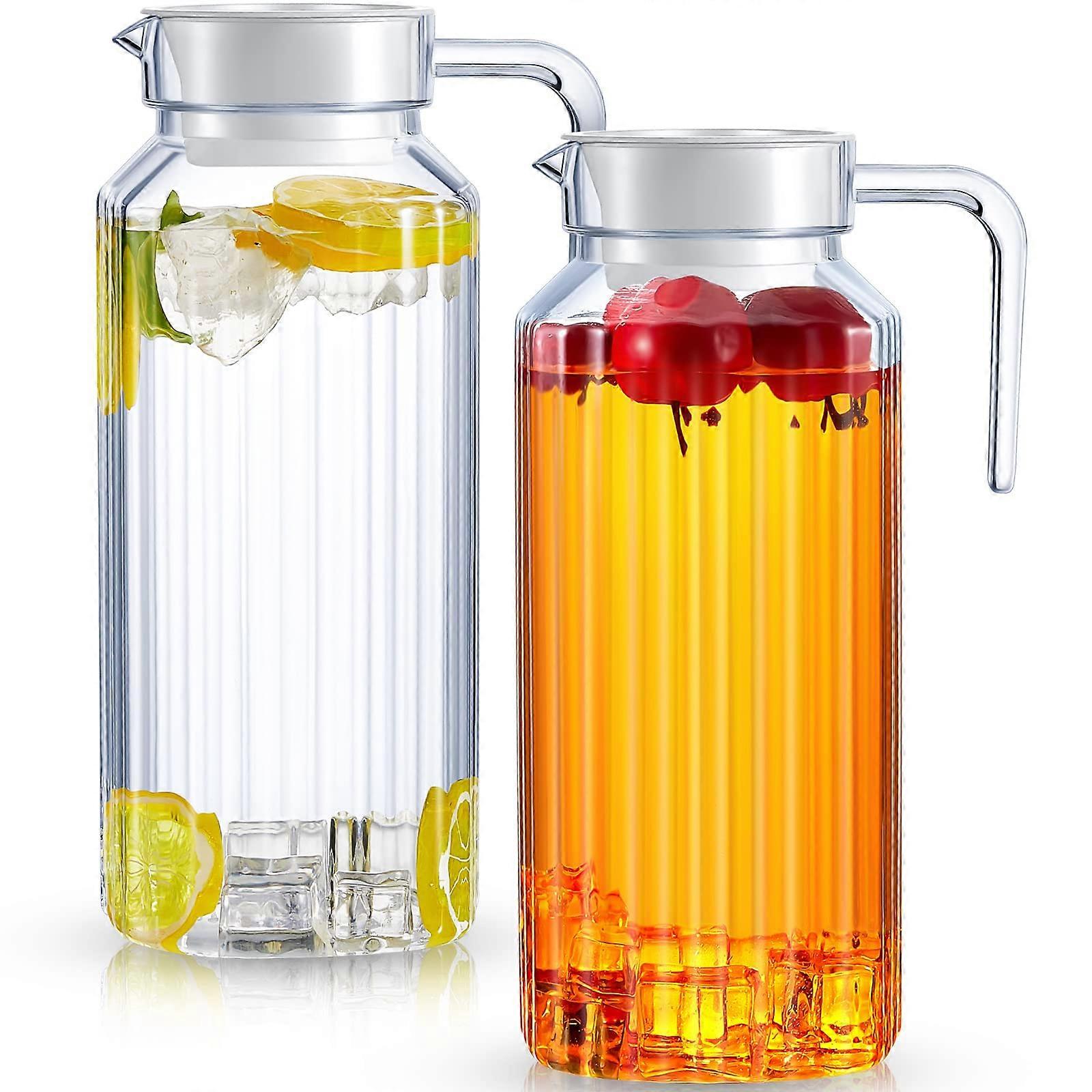 2 Pcs Clear Acrylic Shatter Proof Pitcher for Water Milk 68 oz
