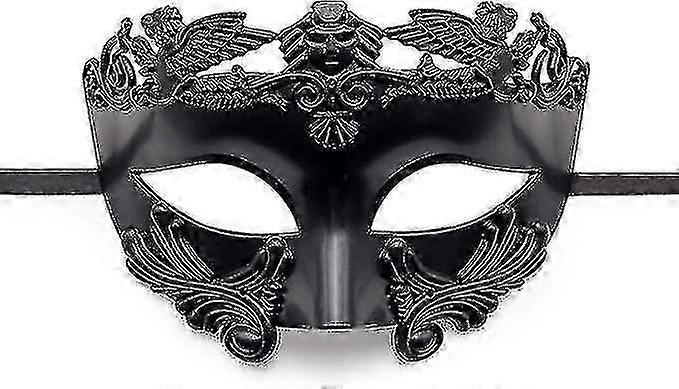 ブラックメンズマスカレードマスク - ローマギリシャ神話ベンティアンマスクハロウィーンコスプレカーニバル