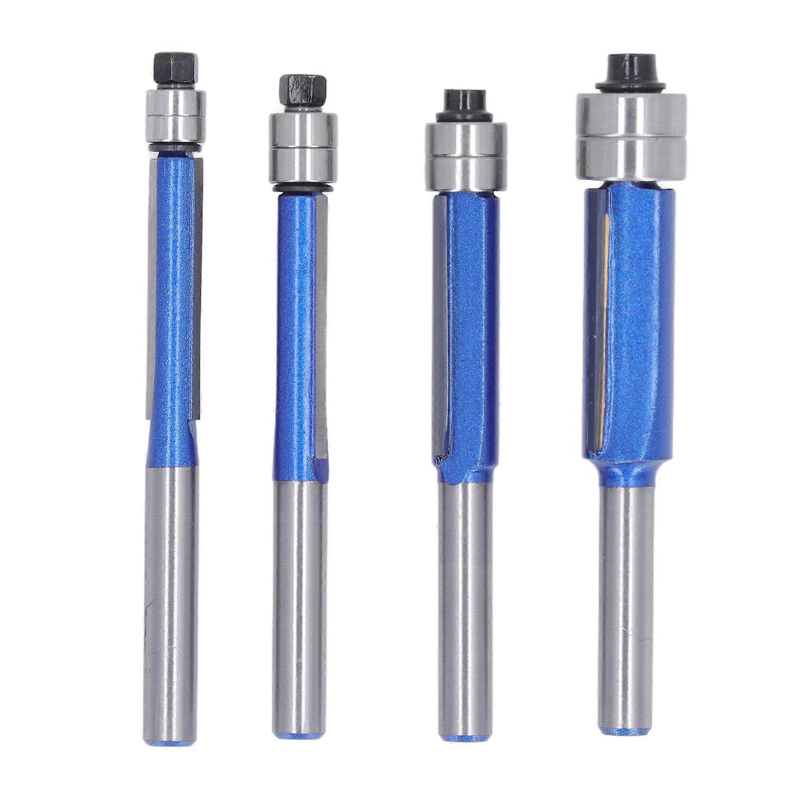 4Pcs Flush Trim Router Bit 1/4 Shank Trimming Cutting Cutter Tool for DIY Woodworking