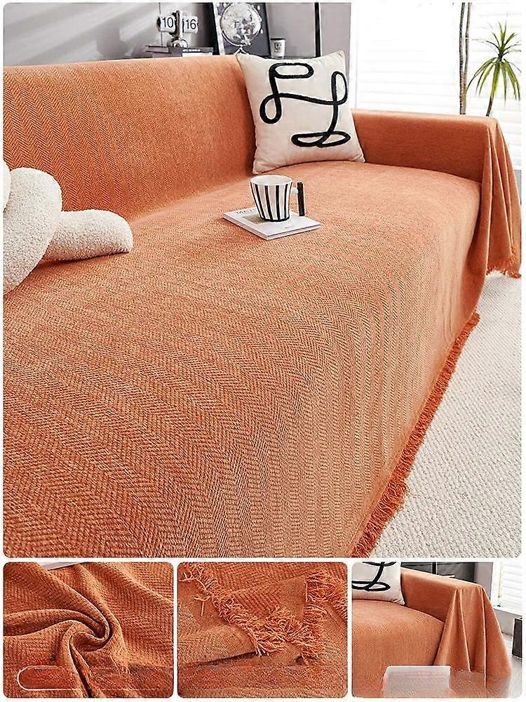 New Cream Wind Solid Color Sand Hair Towel Full Cover Cloth Sofa Cushion Cover Nordic Sofa Blanket Four Seasons Universal
