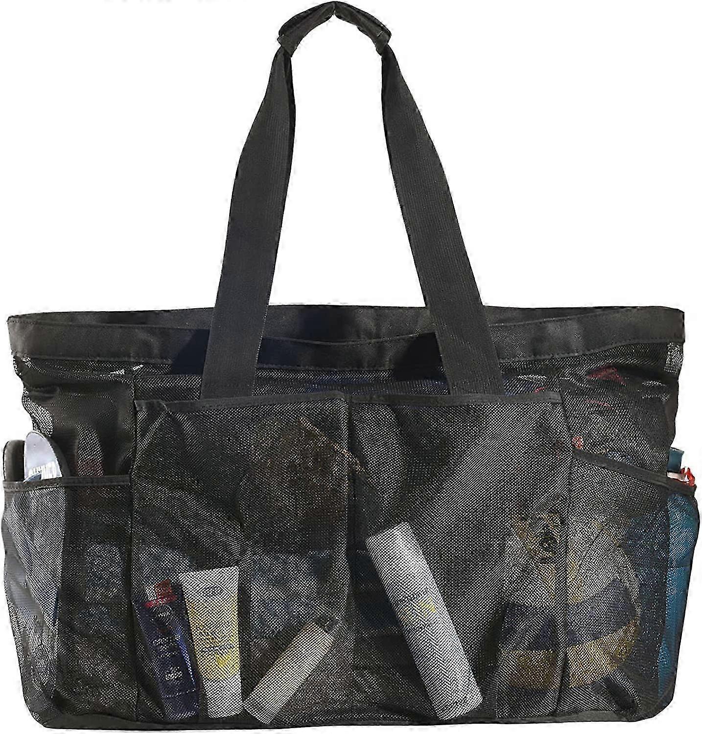 Mesh beach tote with zip and pocket, oversized pool bag