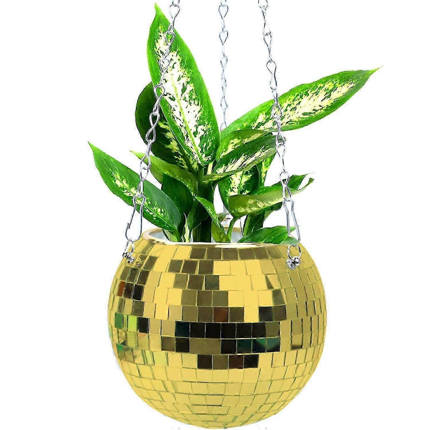 Mirror Disco Ball Planter Ripustin, Riippuva kukkaruukku puutarhan sisustukseen